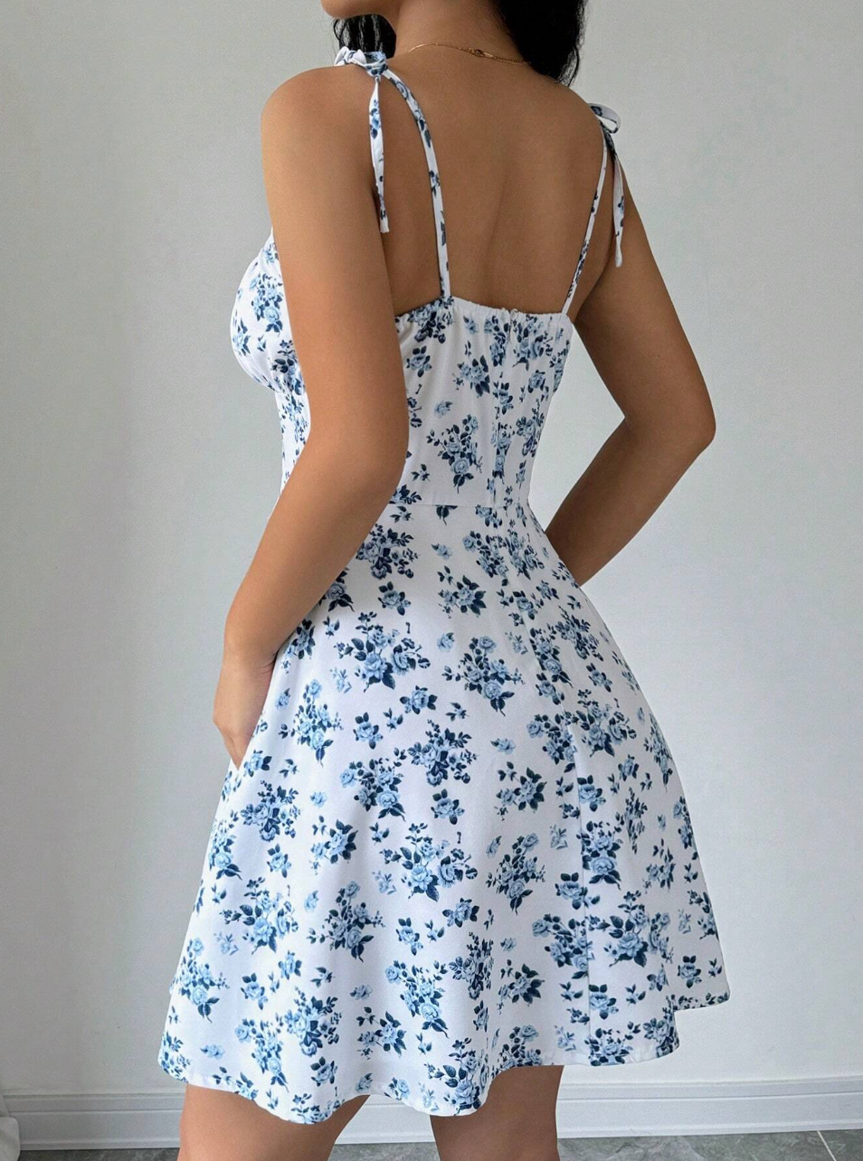 sleeveless sundress with tie shoulder straps