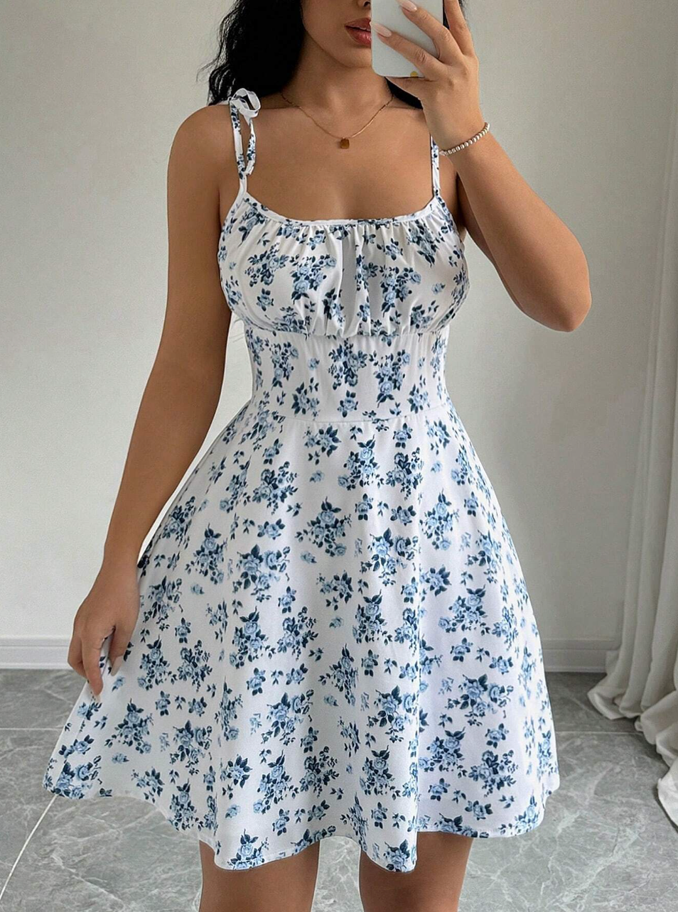sleeveless sundress with tie shoulder straps
