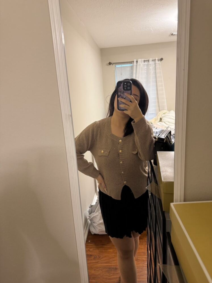 Women Grey Long Sleeve Cardigan With Buttons