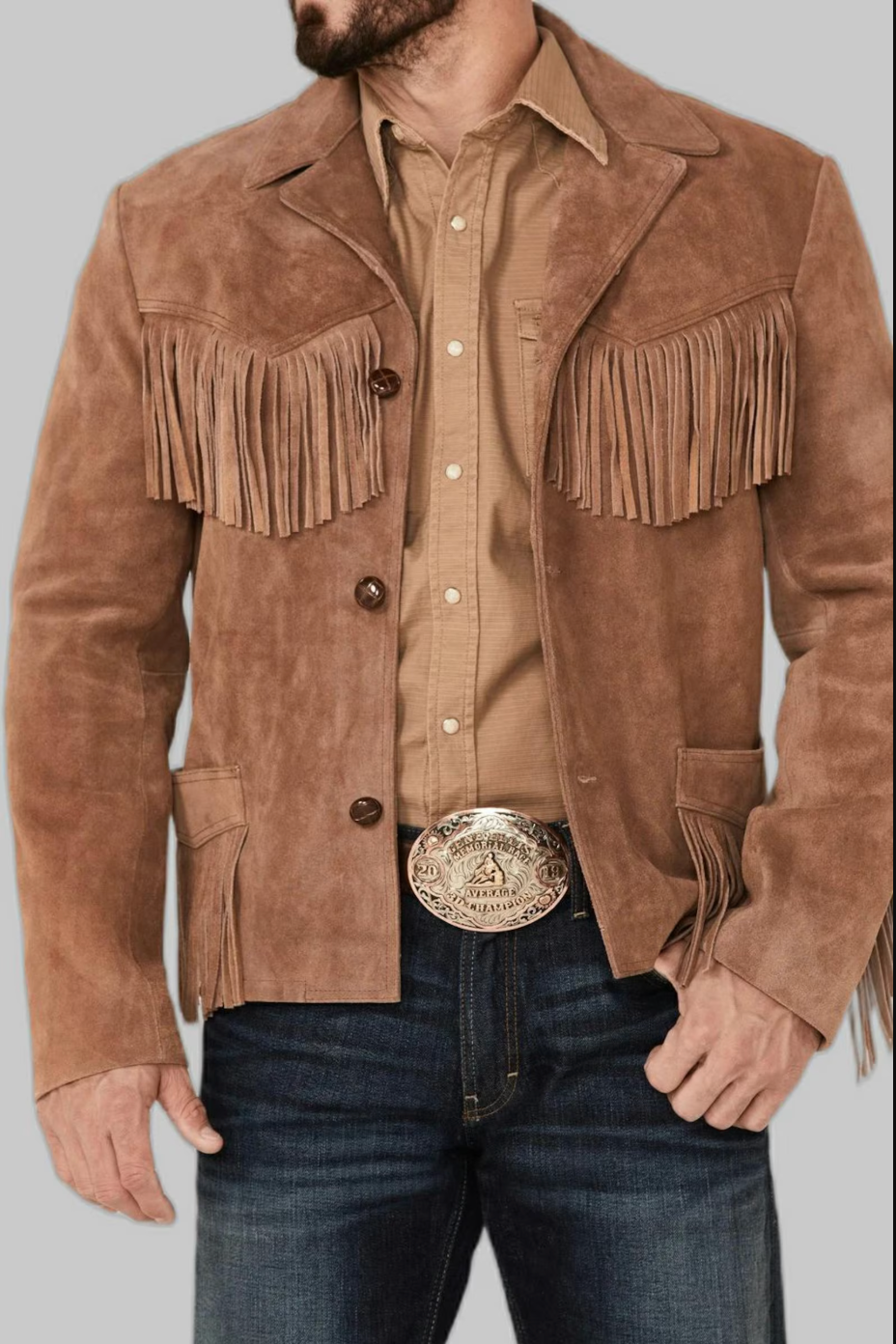 cowboy leather suede jacket with fringes