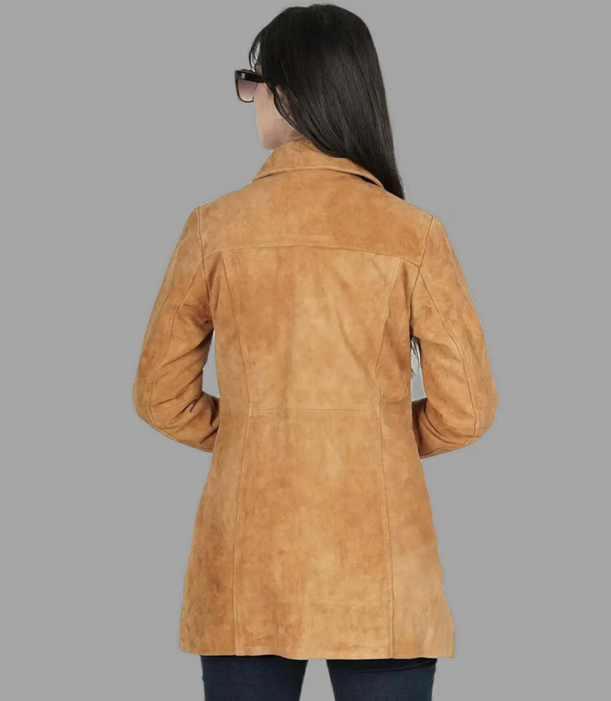 western women suede leather trench coat