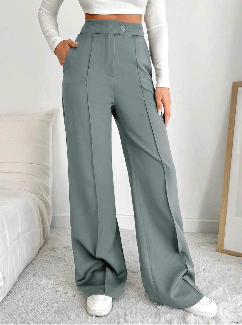 High Waisted Wide Leg Trousers Women