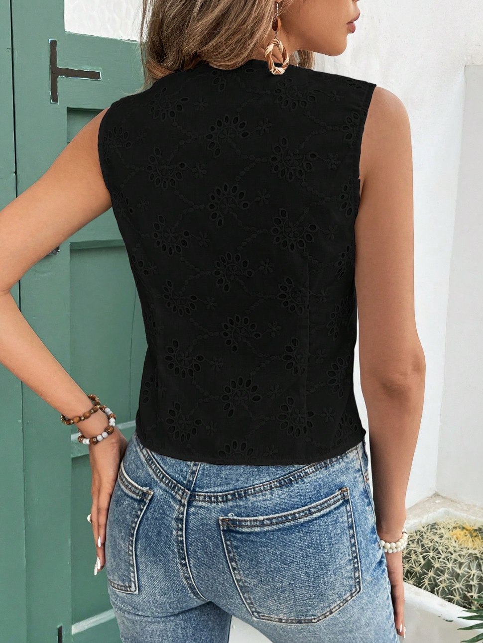 button up sleeveless blouse vest