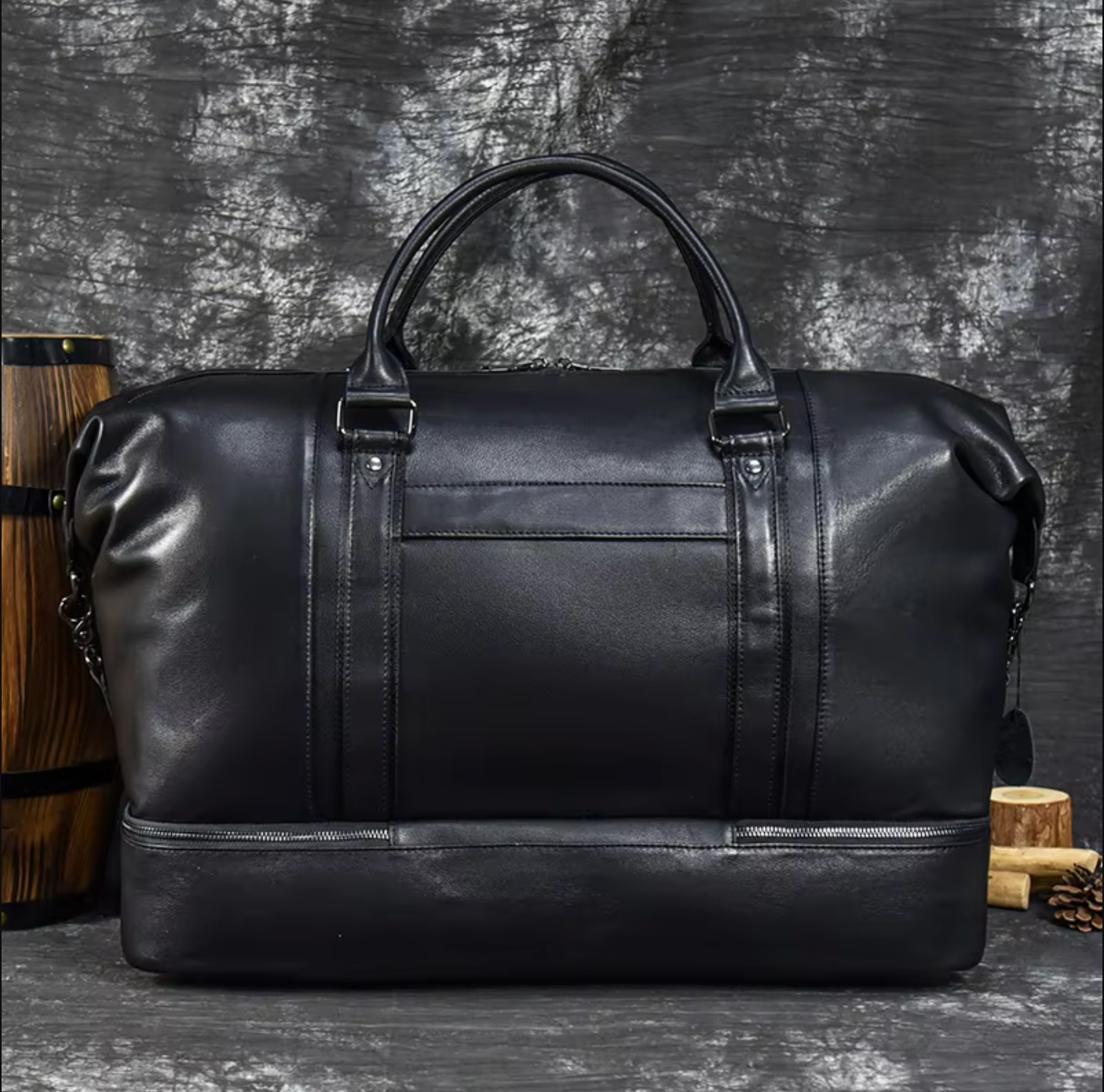 large leather travel weekender duffle bag