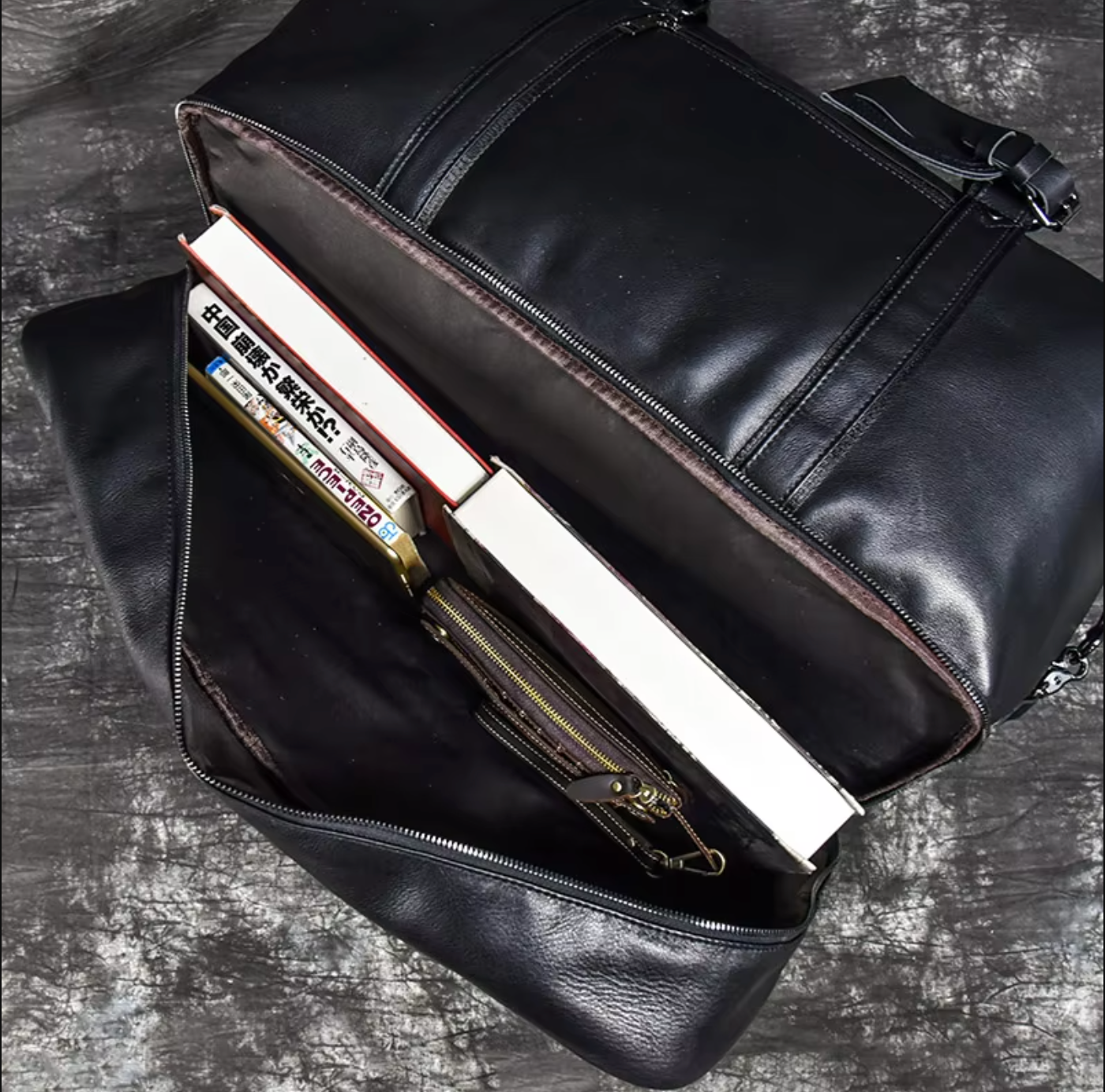 large leather travel weekender duffle bag