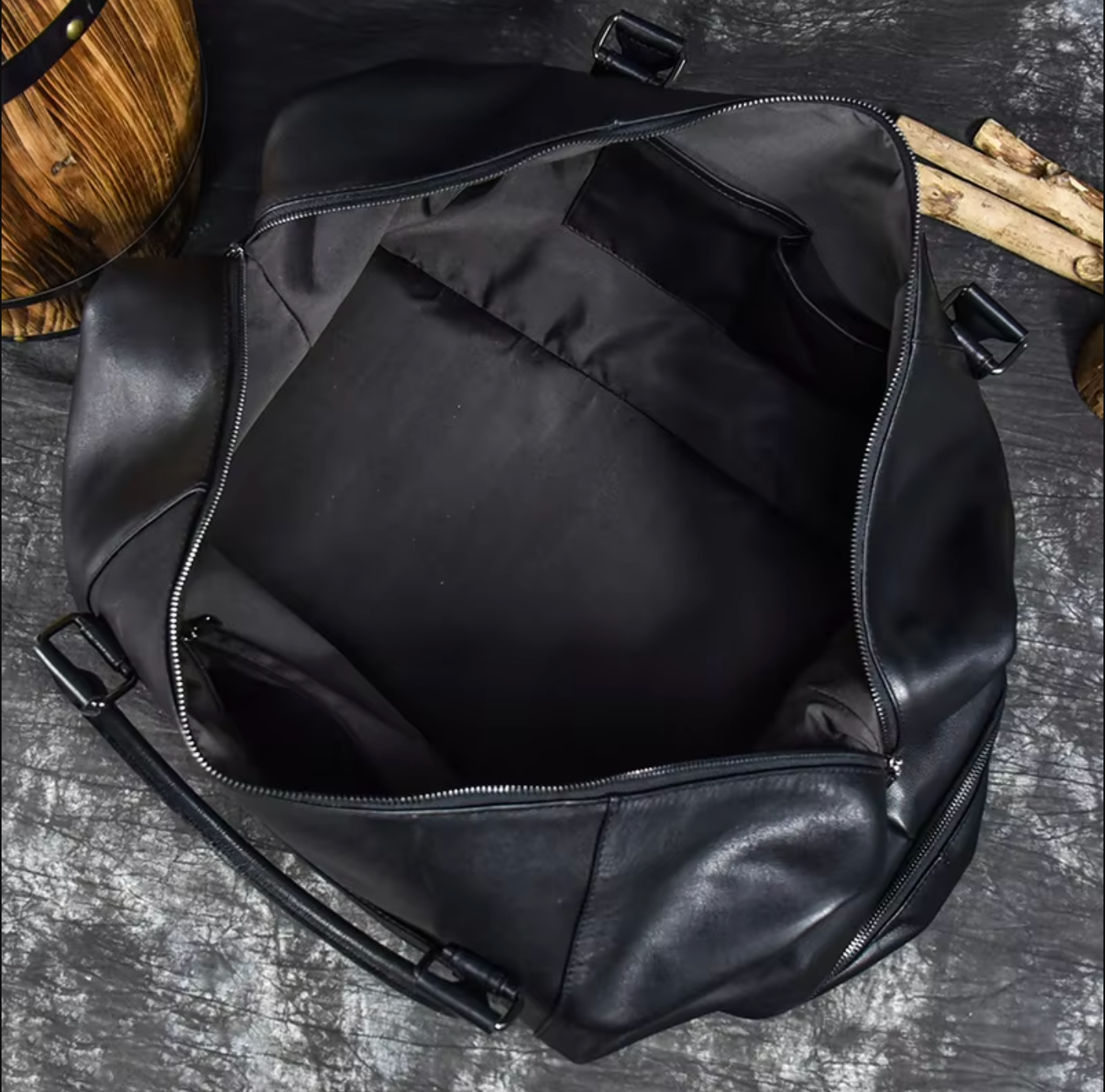 large leather travel weekender duffle bag
