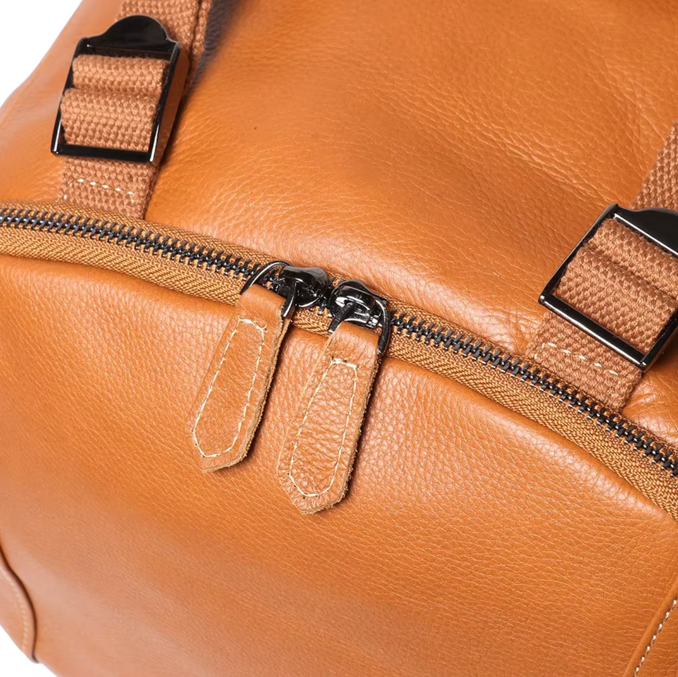 large leather backpack travel and hiking