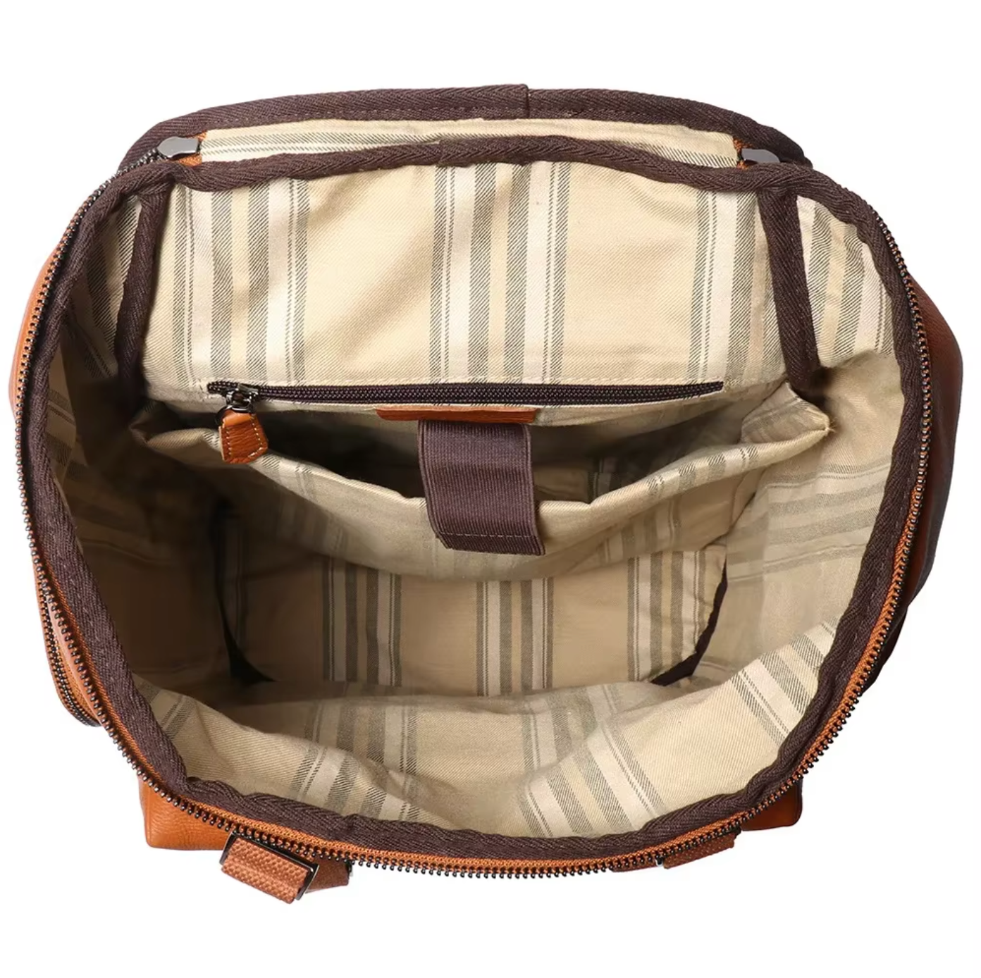 large leather backpack travel and hiking