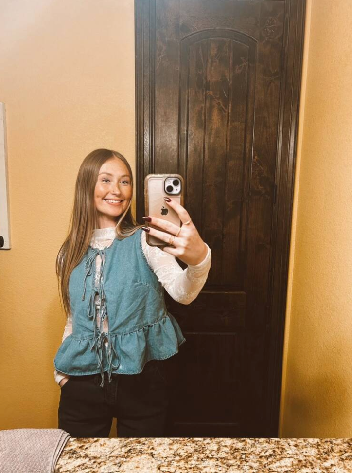 Sleeveless Lace-Up Denim Top