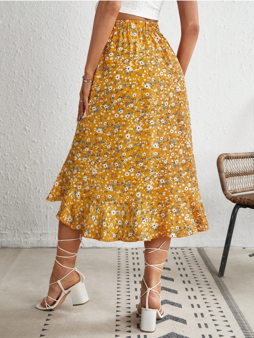 summer beach Ruffle Hem Skirt
