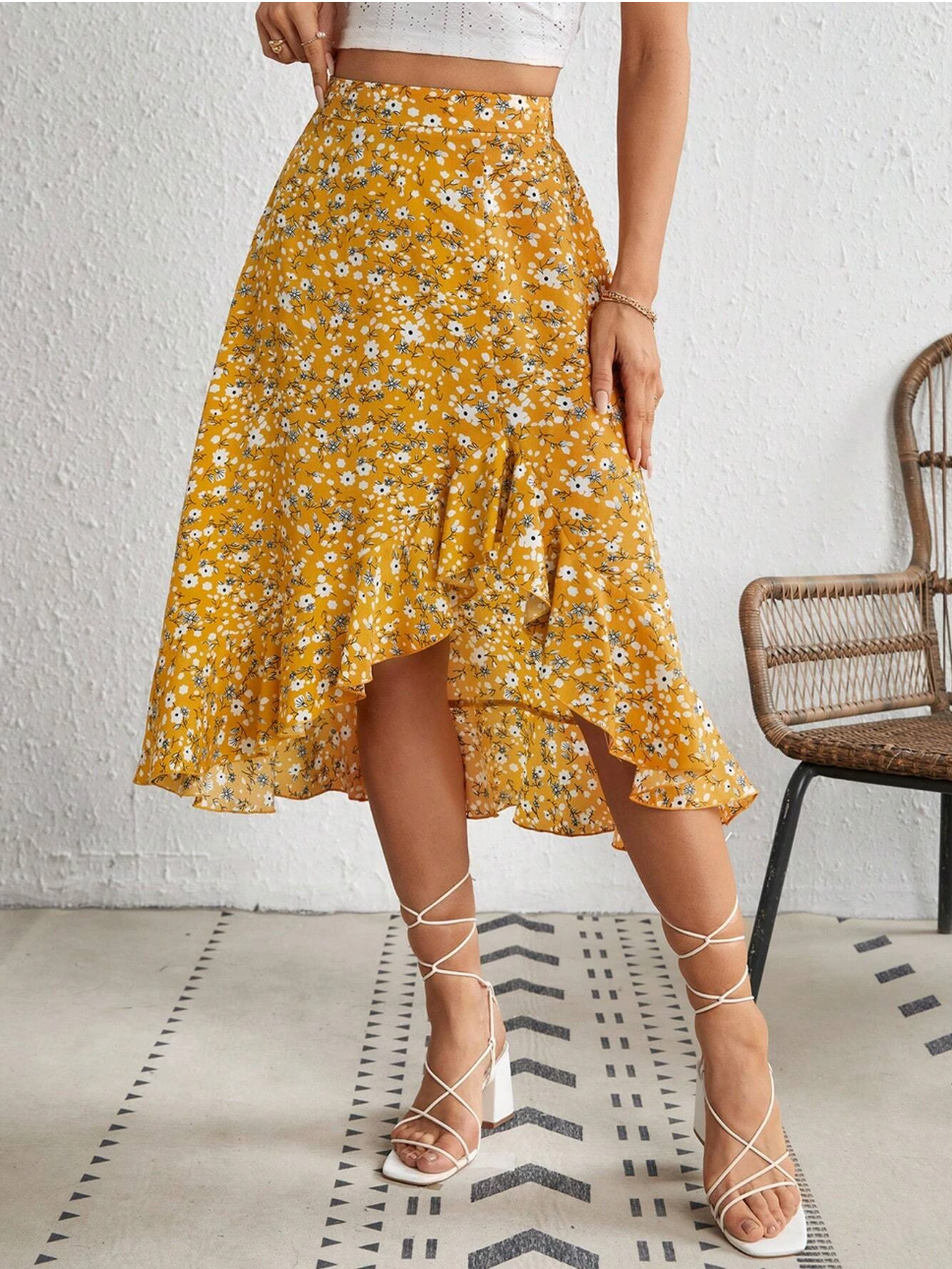 summer beach Ruffle Hem Skirt