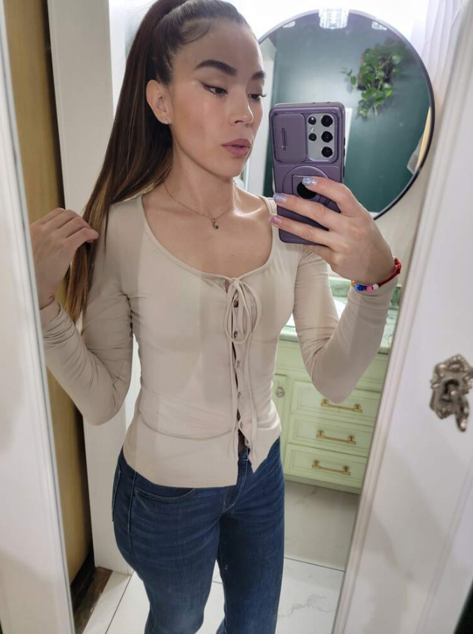 womens long sleeve fitted tops summer