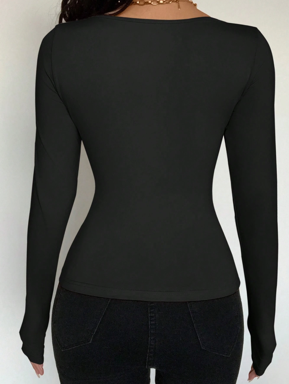 womens long sleeve fitted tops summer