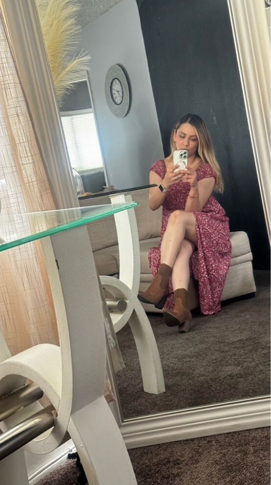 Off Shoulder Dress With Slit Hem