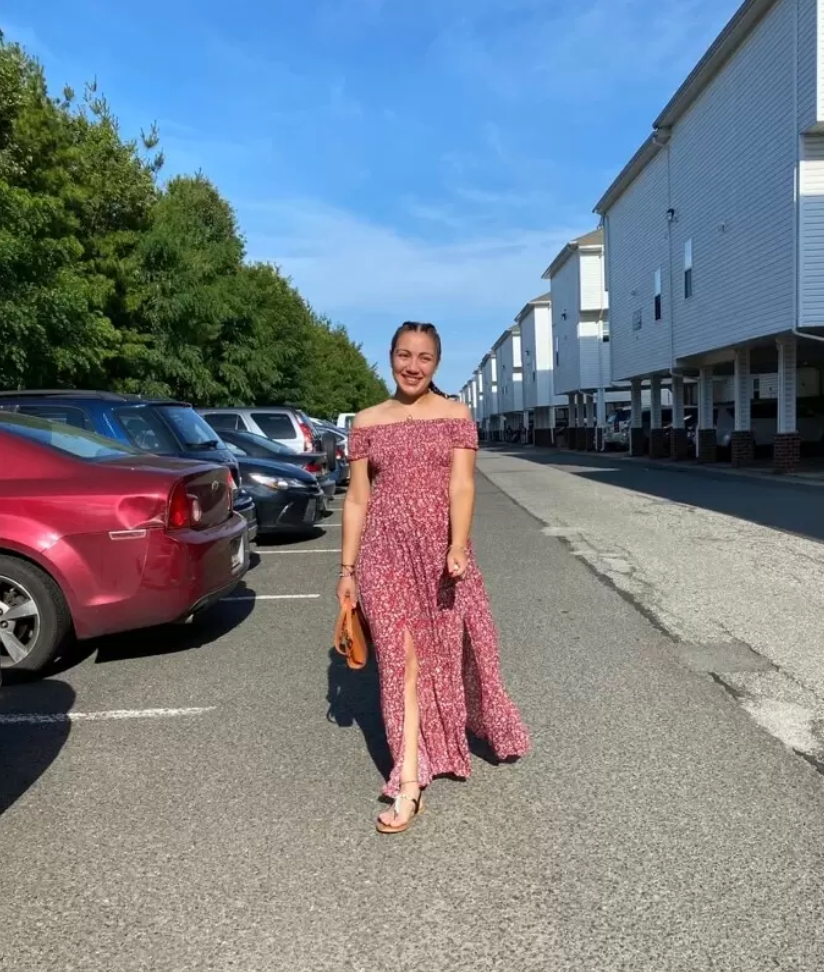 Off Shoulder Dress With Slit Hem