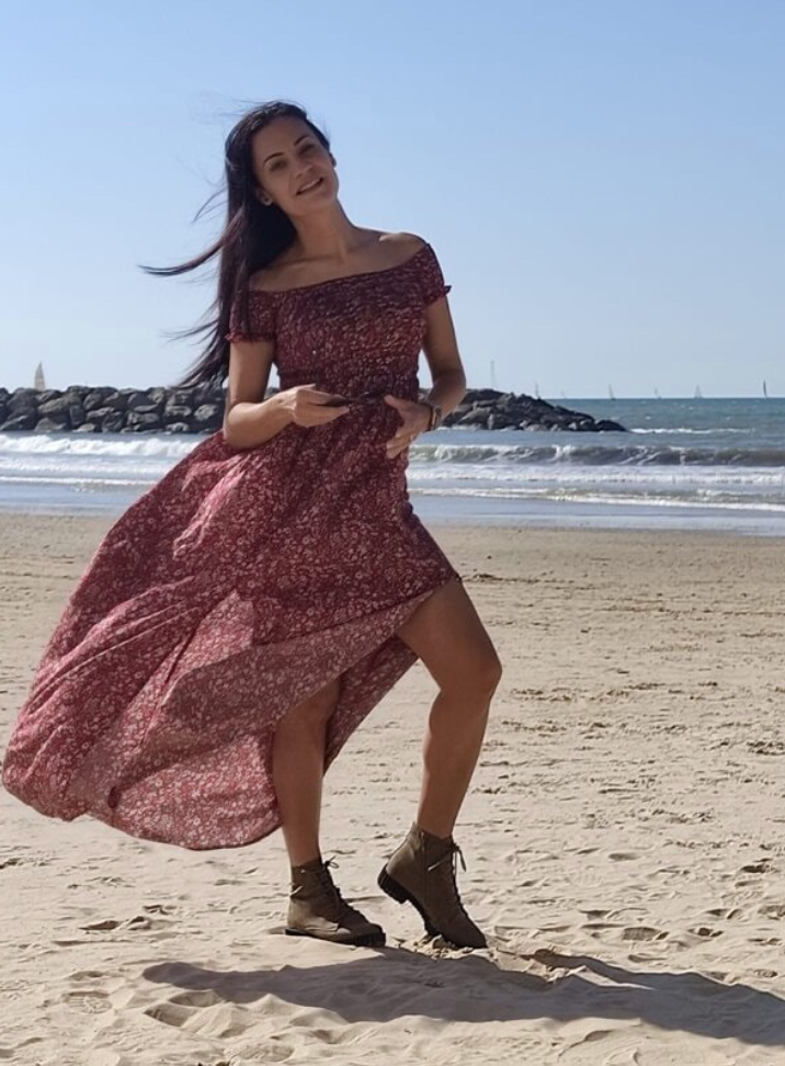 Off Shoulder Dress With Slit Hem