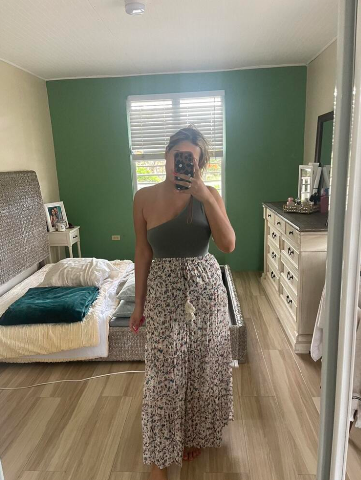 women slit skirt Button Front Tiered
