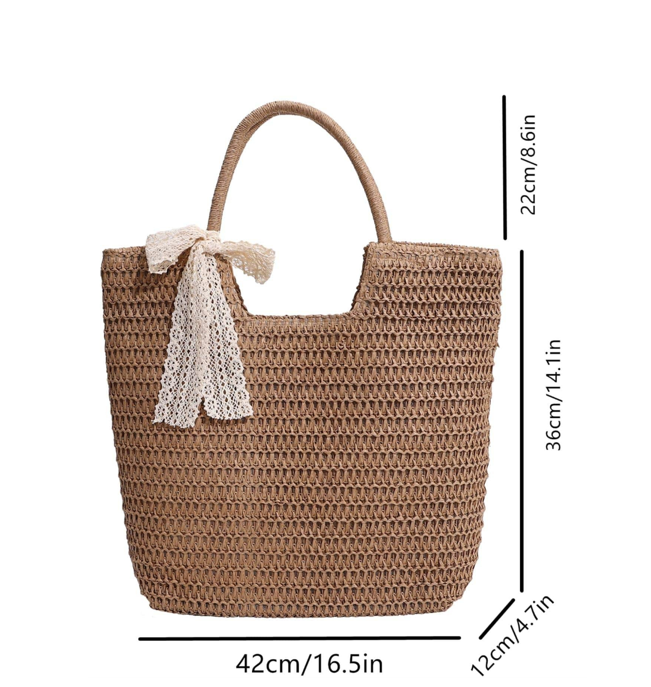 Woven Rattan Straw Beach Bag