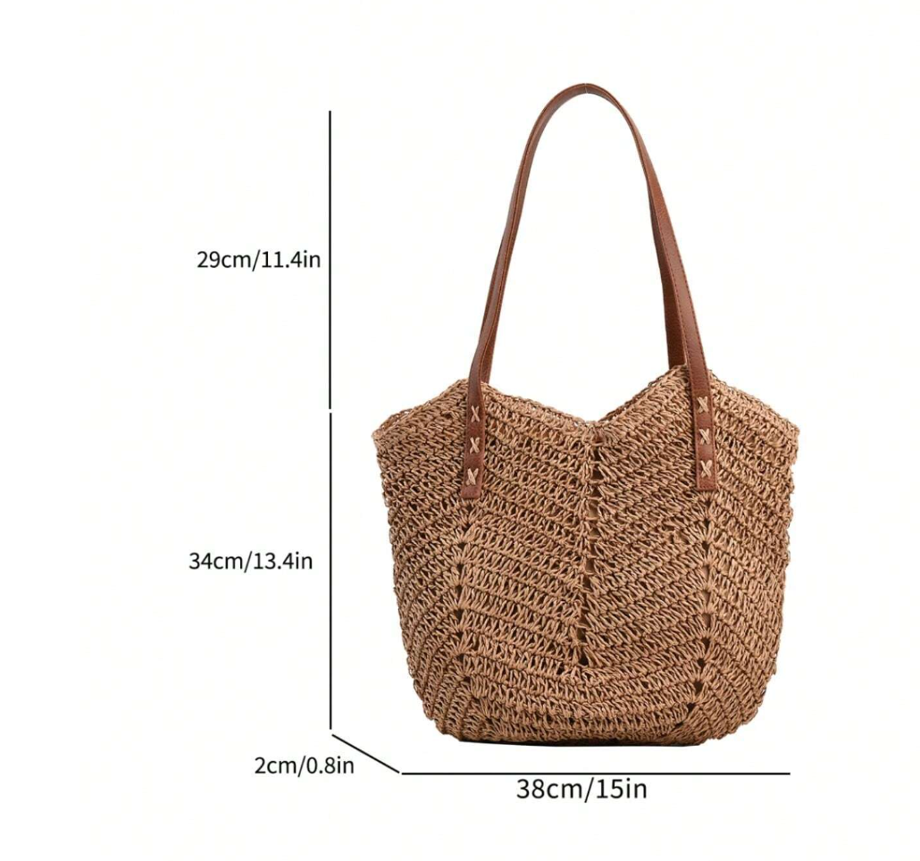 Large Straw Tote Bag Summers Beach