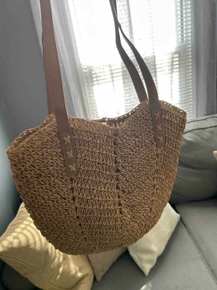 Large Straw Tote Bag Summers Beach