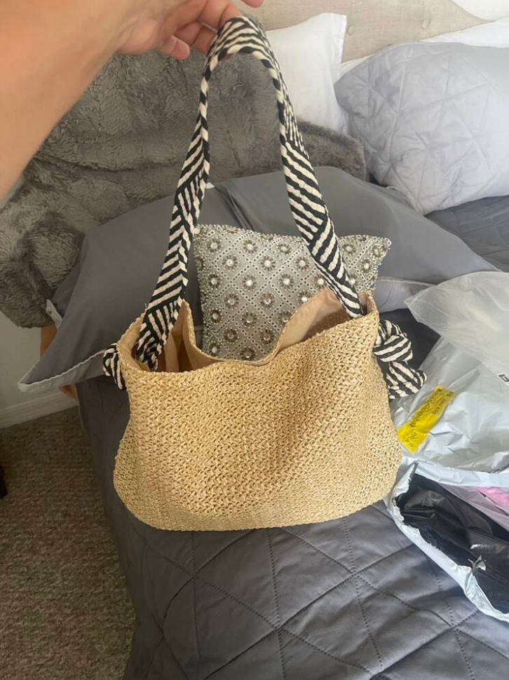 Women`s Designer Straw Shoulder Bags Summer