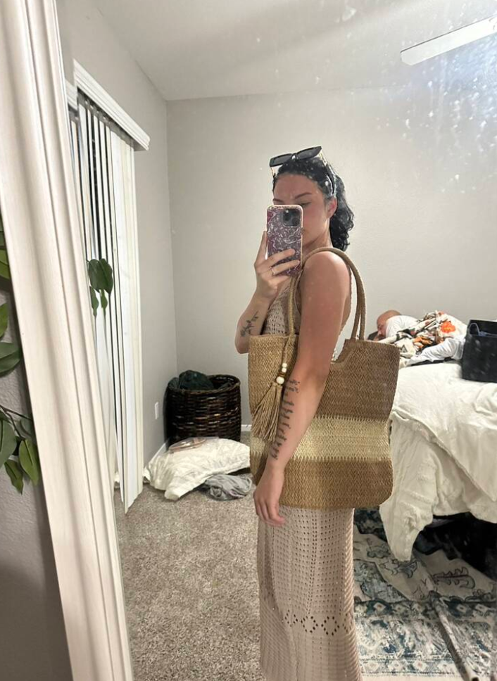 Large Straw Tote Shoulder Bag For Summer Outfit