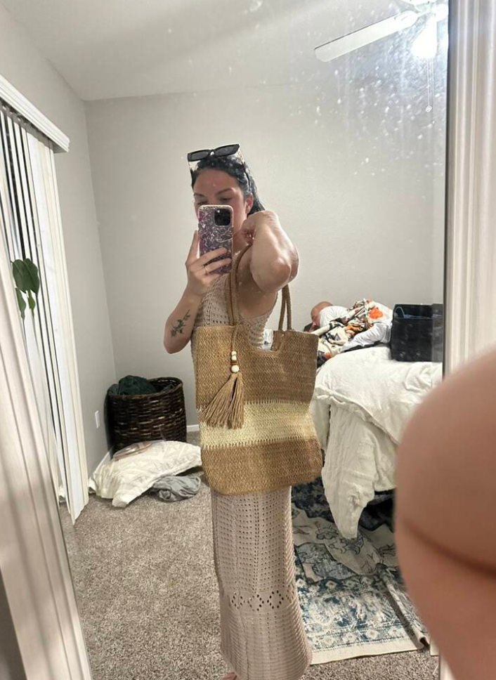 Large Straw Tote Shoulder Bag For Summer Outfit