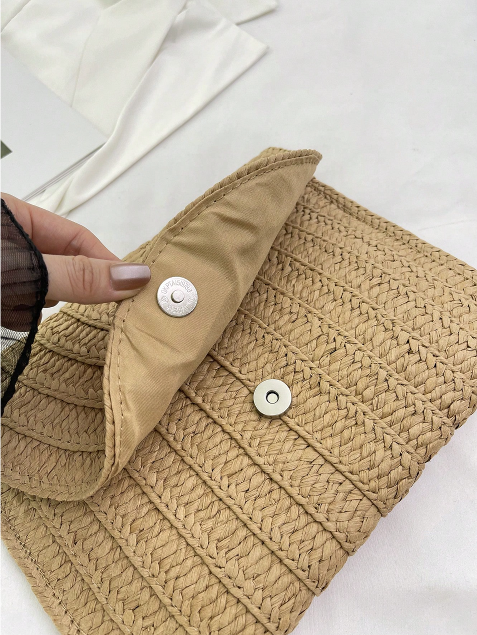 Woven straw bag with long strap crossbody