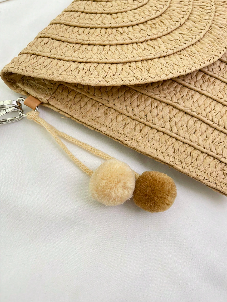Woven straw bag with long strap crossbody