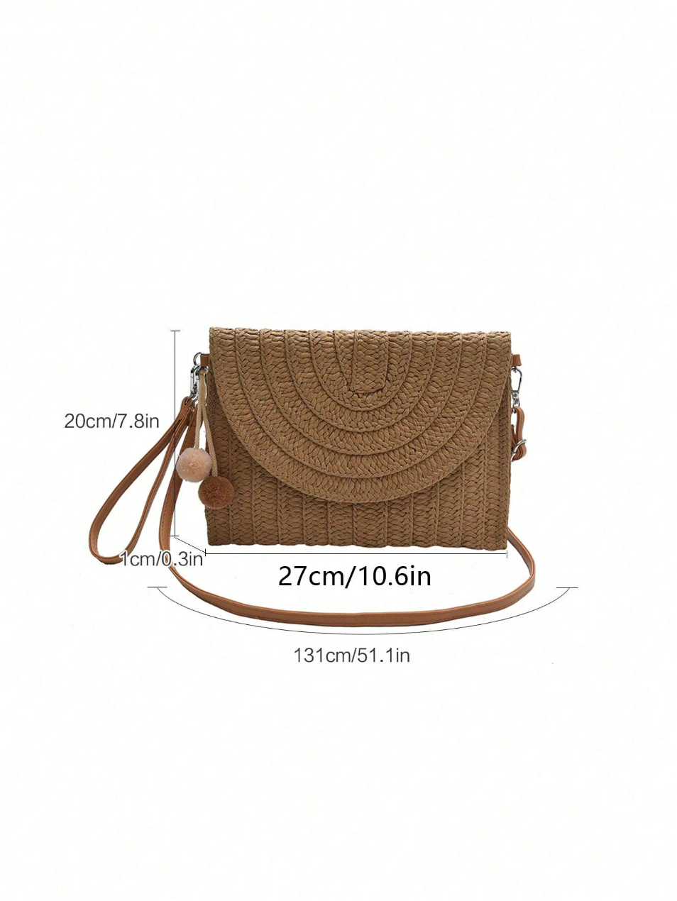 Woven straw bag with long strap crossbody