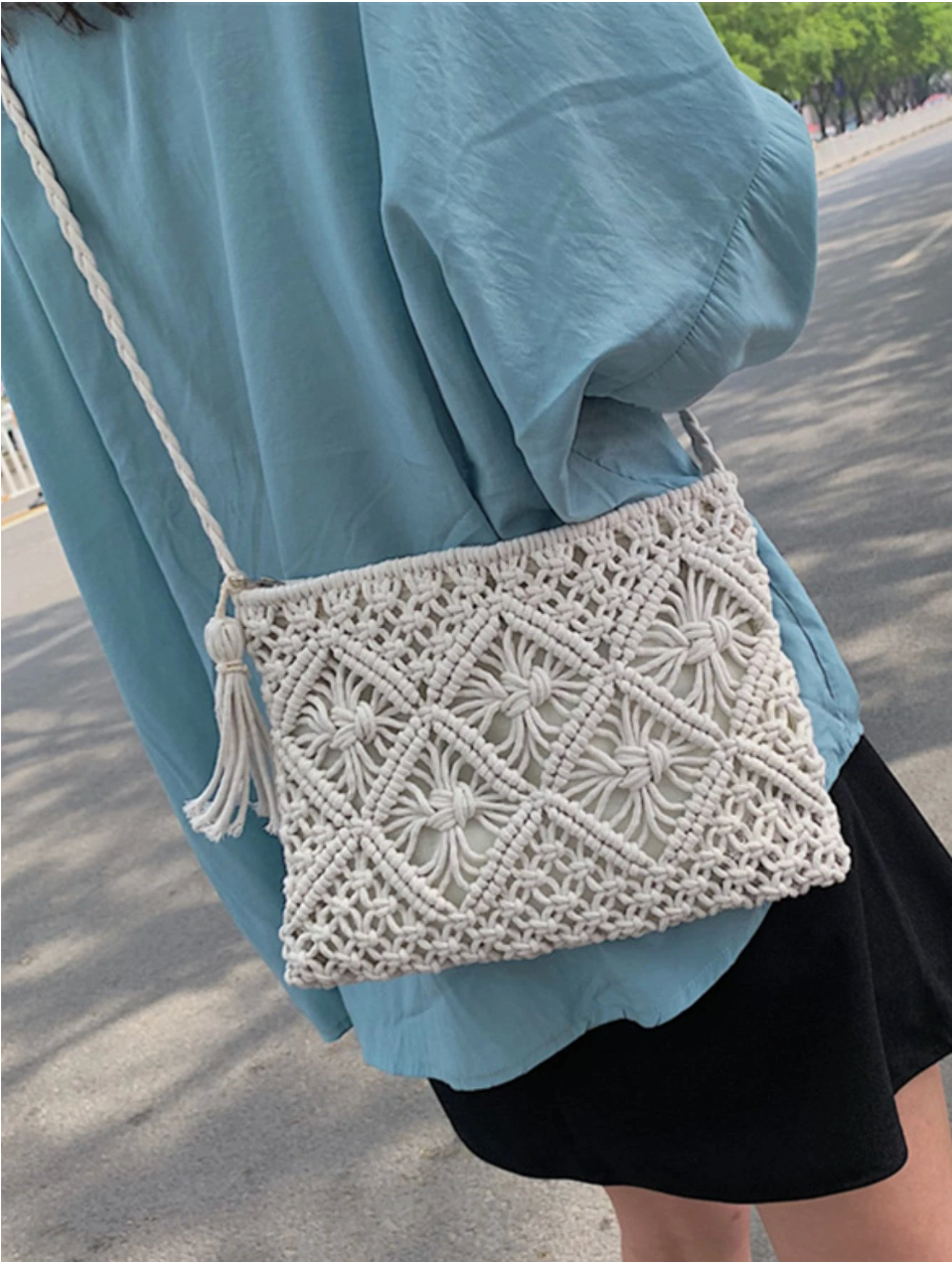 Women Crochet Bags Hallow Out Square Purse