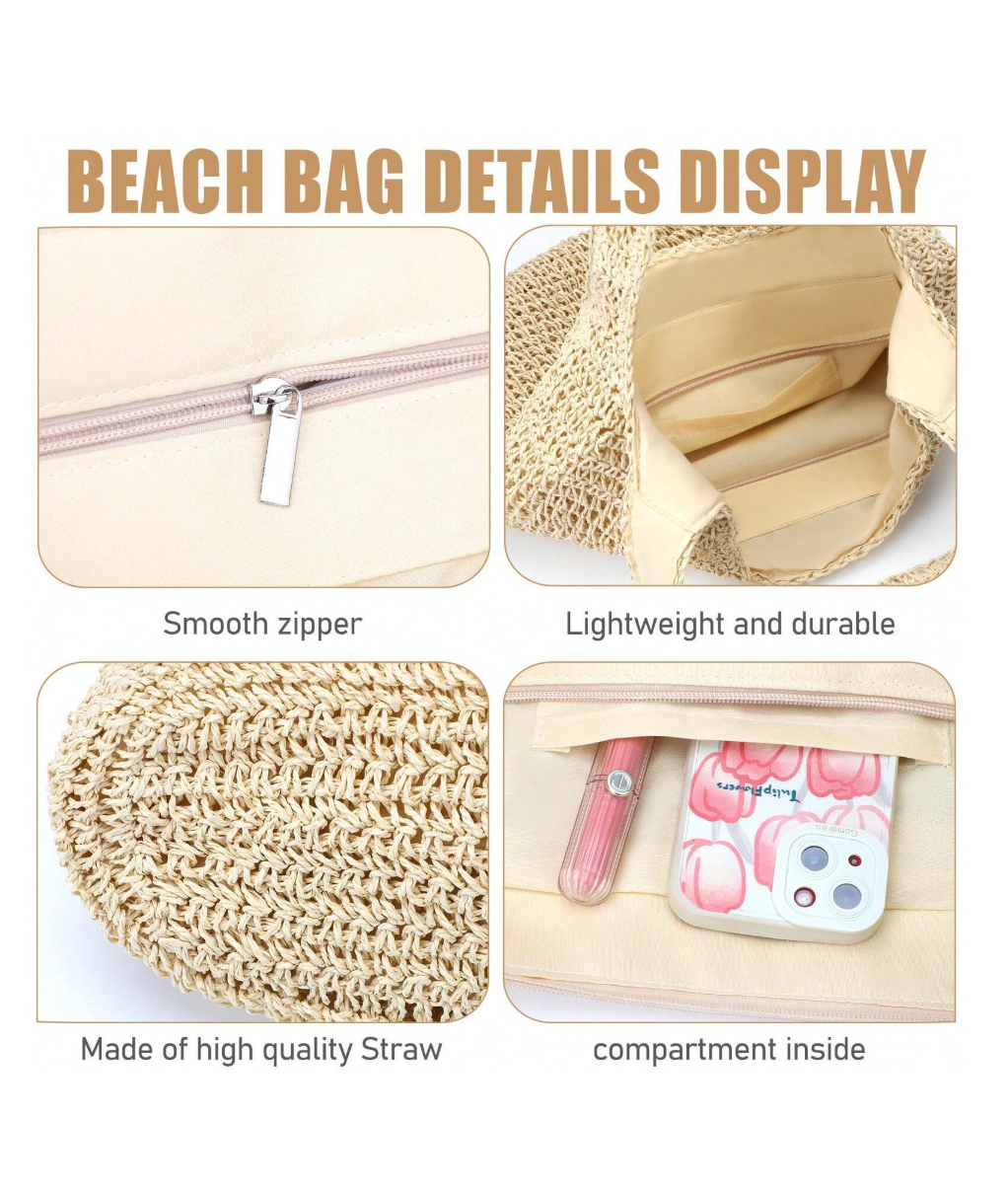Summer Boho Straw Crochet Bags