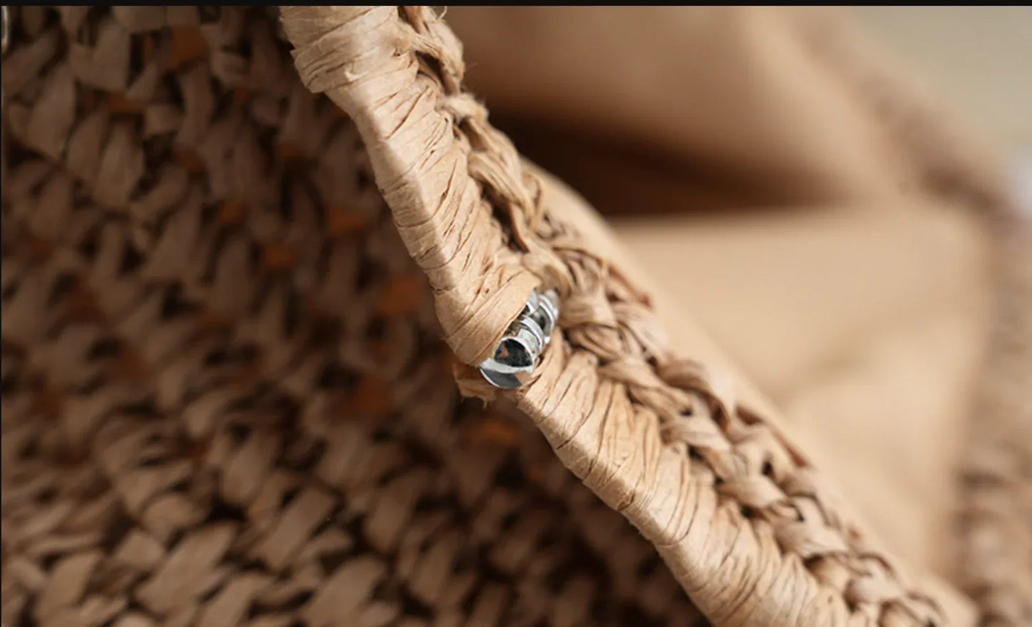 Woven Straw Chain Shoulder Bag