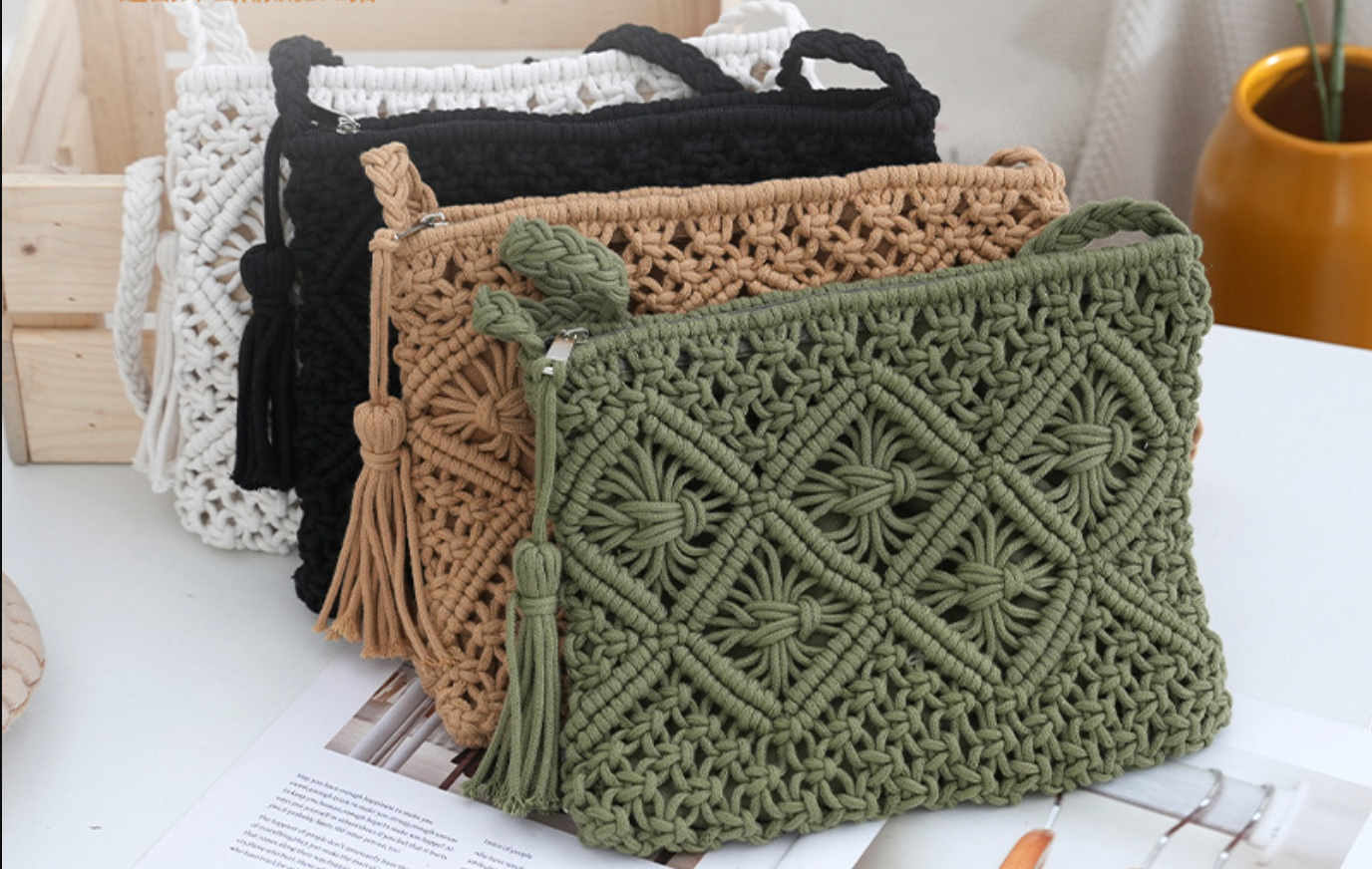 Women Small Crochet Clutch Bag