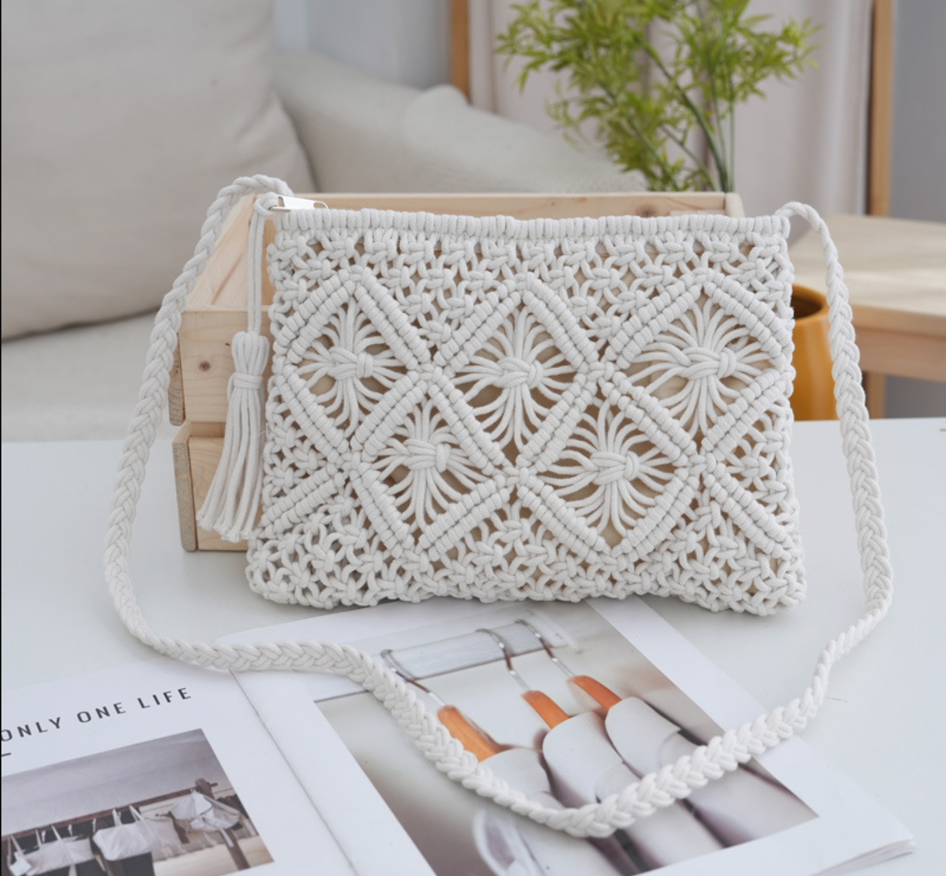 Women Small Crochet Clutch Bag