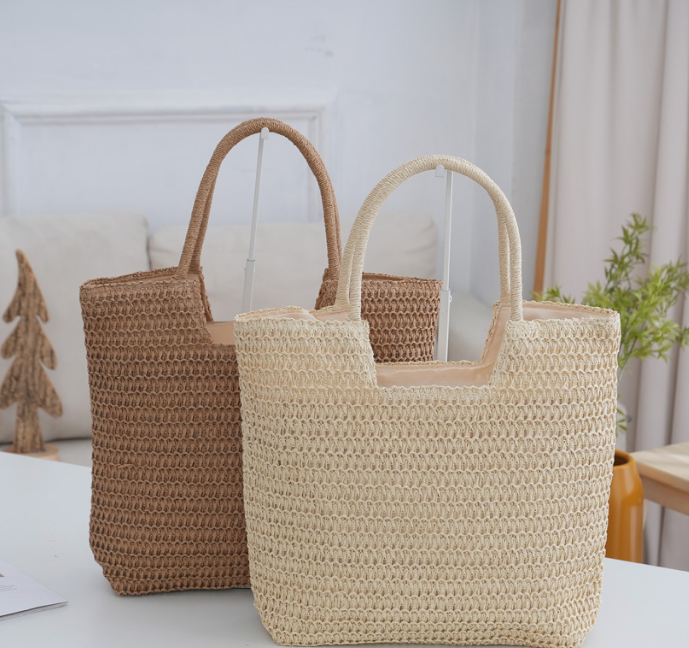 woven large straw bags beach summers holiday