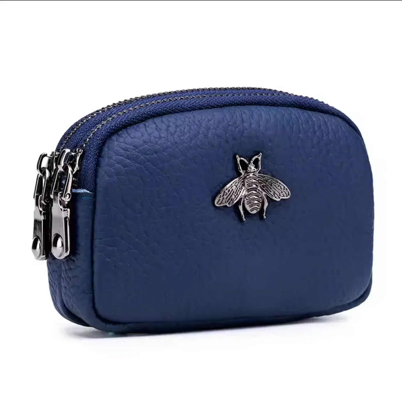 Women Coin Purse Genuine Leather Dark Blue