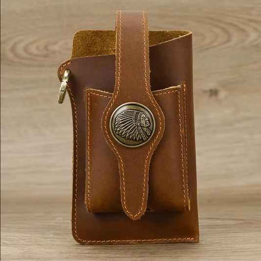 mens leather waist bag pack