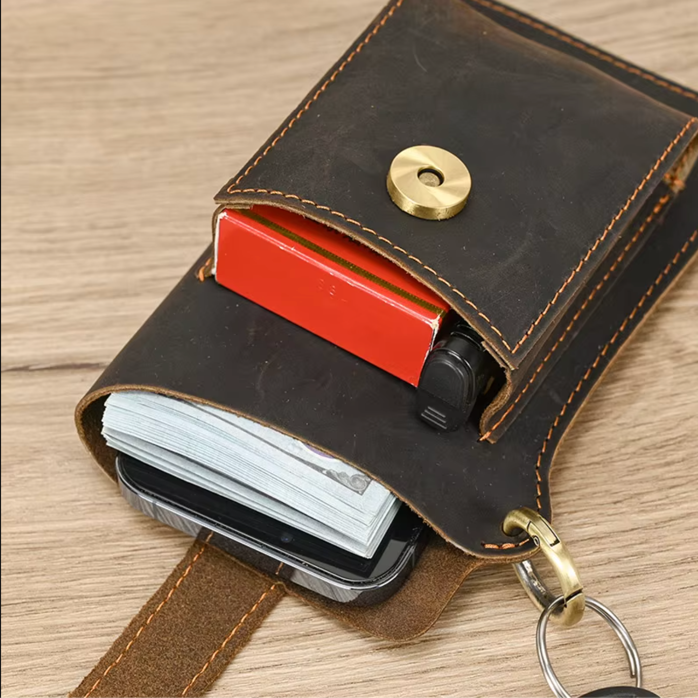 mens leather waist bag pack