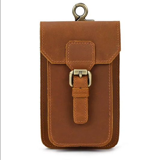 mens real leather hip waist bag