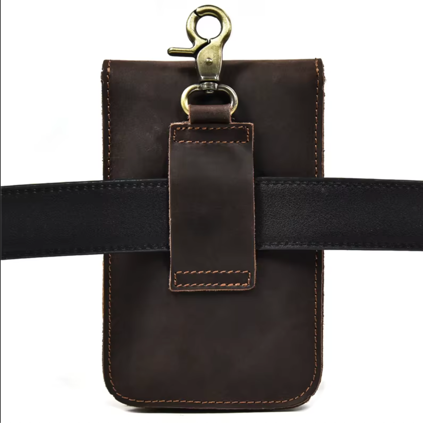 mens real leather hip waist bag