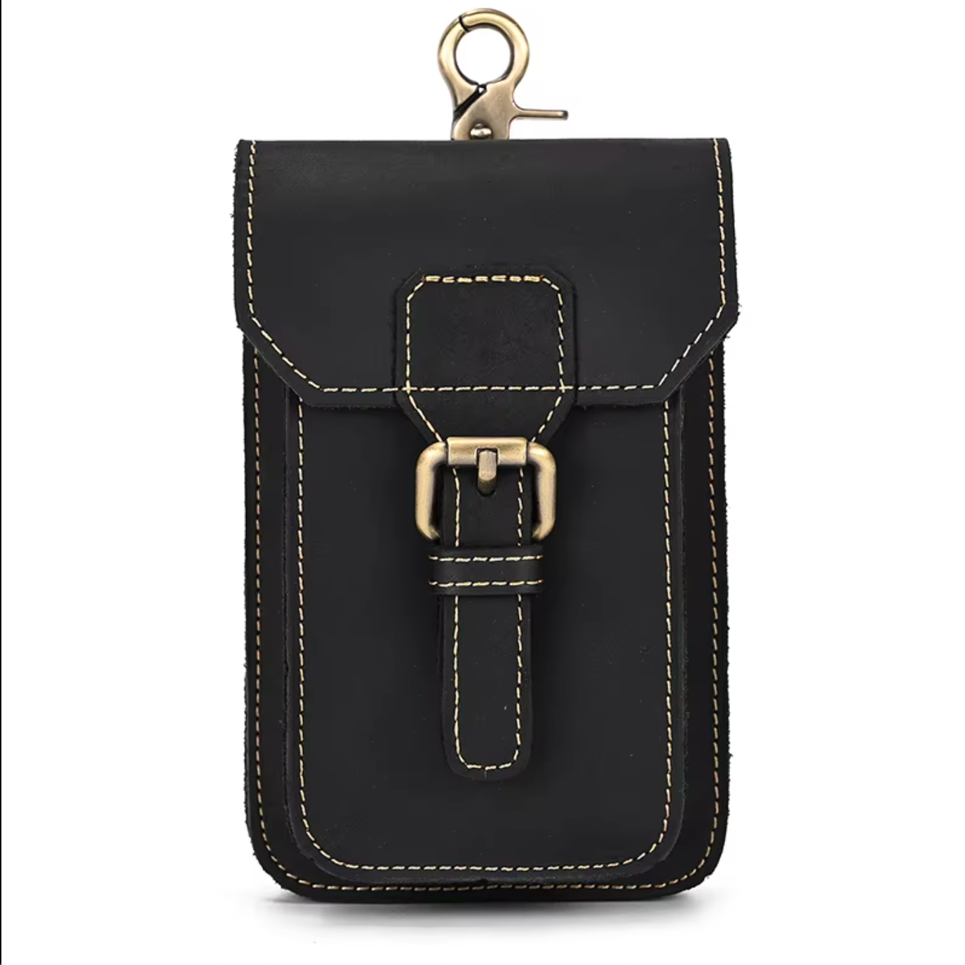 mens real leather hip waist bag