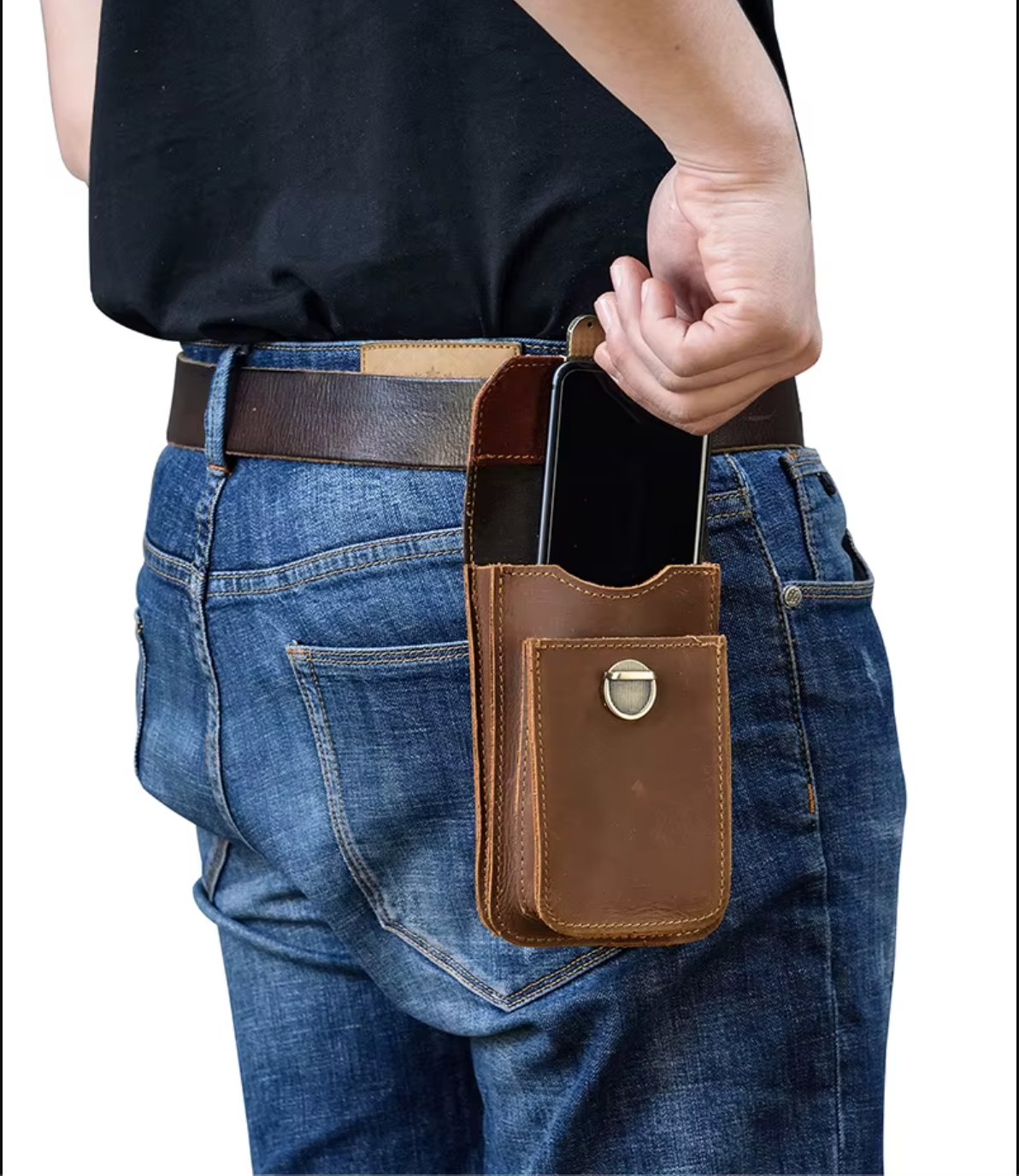 Genuine Leather Belt Clip Phone Pouch Waist Bag