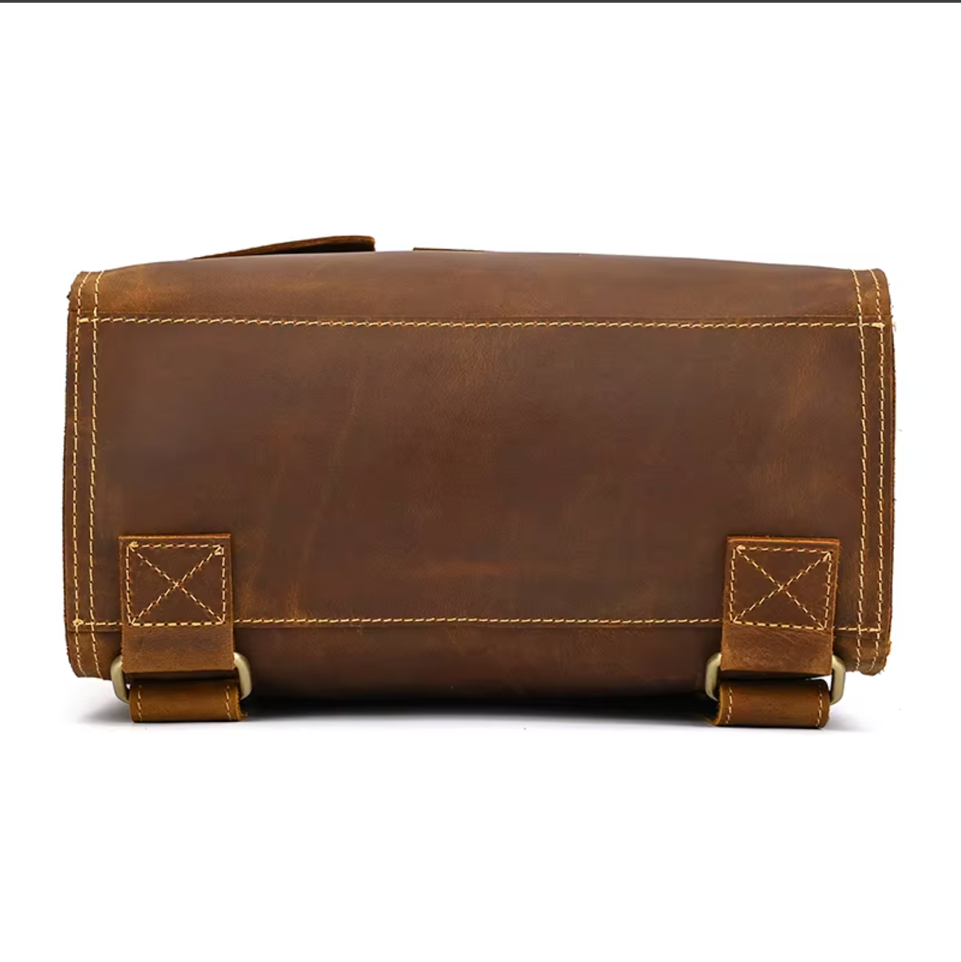 brown leather backpack Causal Office