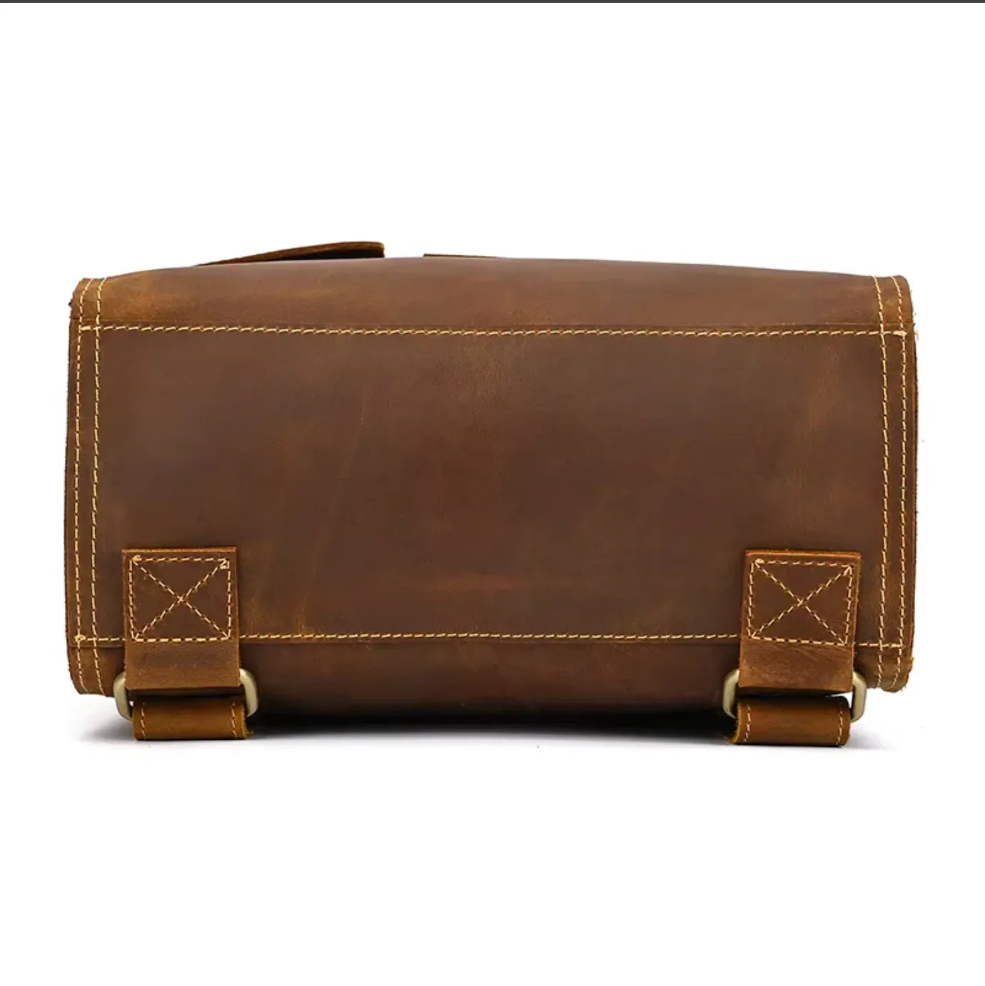 brown leather backpack Causal Office