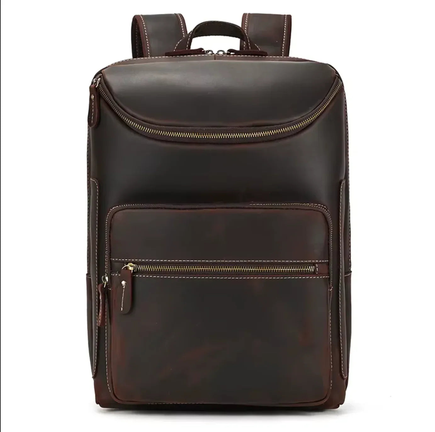 Genuine Leather Bagpack Brown Dark Brown