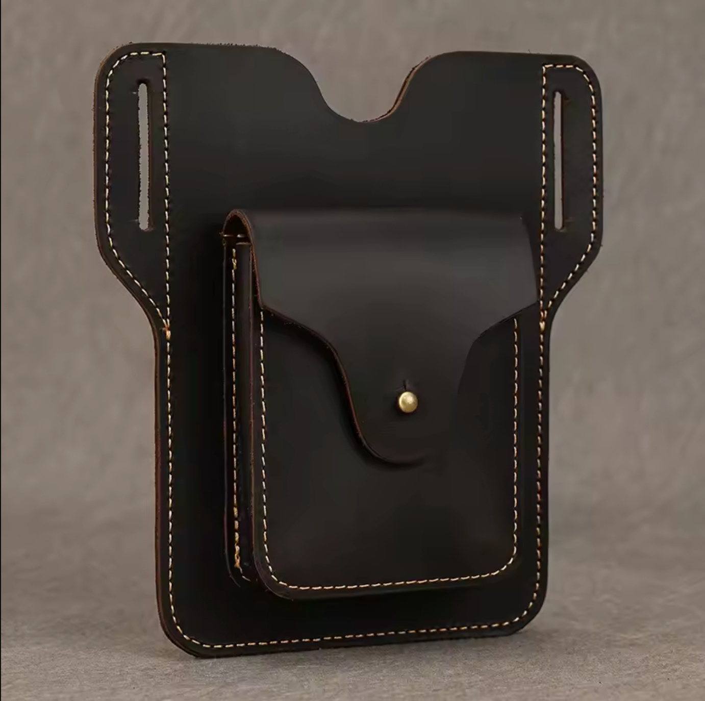Brown Genuine Leather Belt Pouch