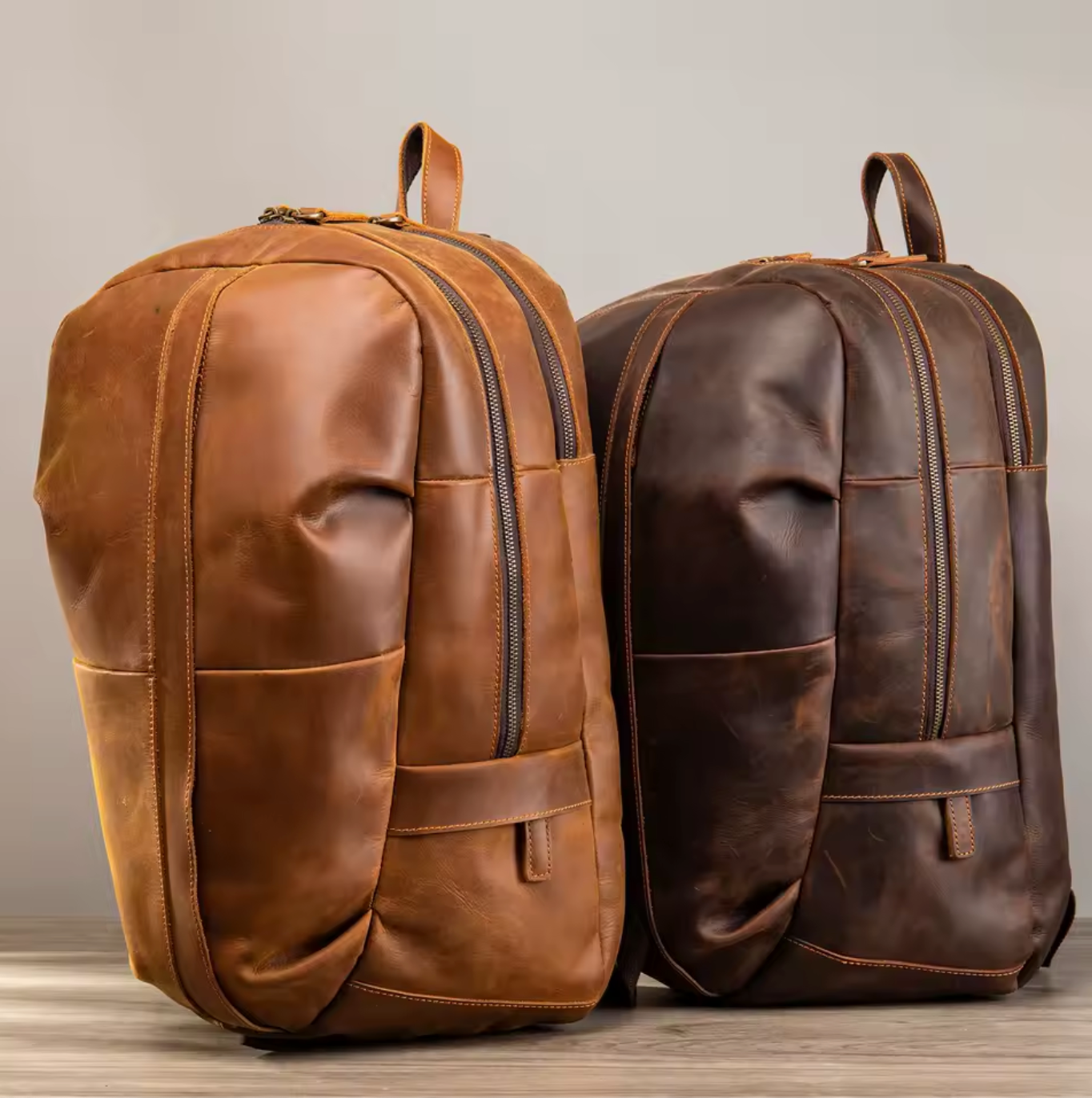 Genuine Leather Men Backpack Daypacks