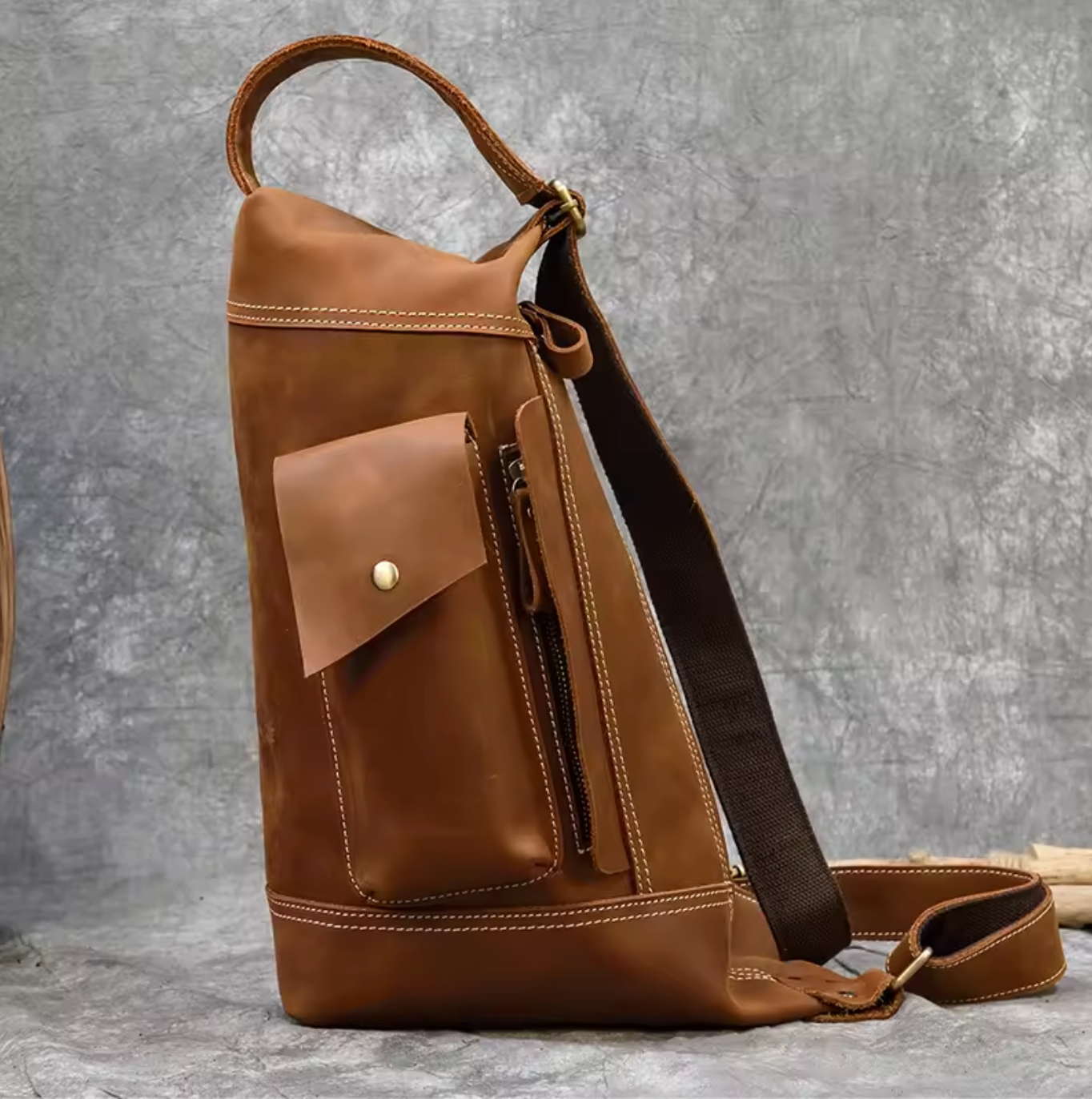 Men's Leather Chest Sling Bag