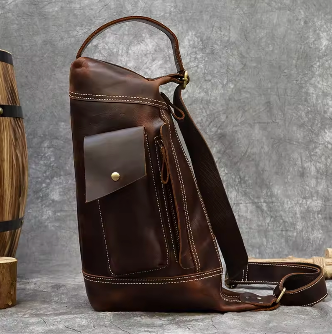 Men's Leather Chest Sling Bag
